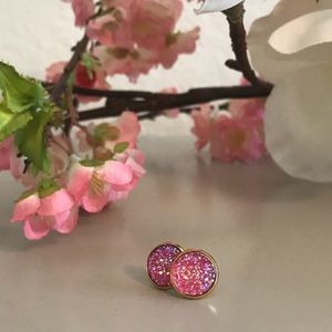 3 for $13 Pink Stainless Steel Druzy Earrings 